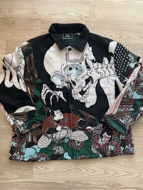 NWT Rebel Vengeance Skull Japanese Samurai Jacket Gothic Streetwear Size M